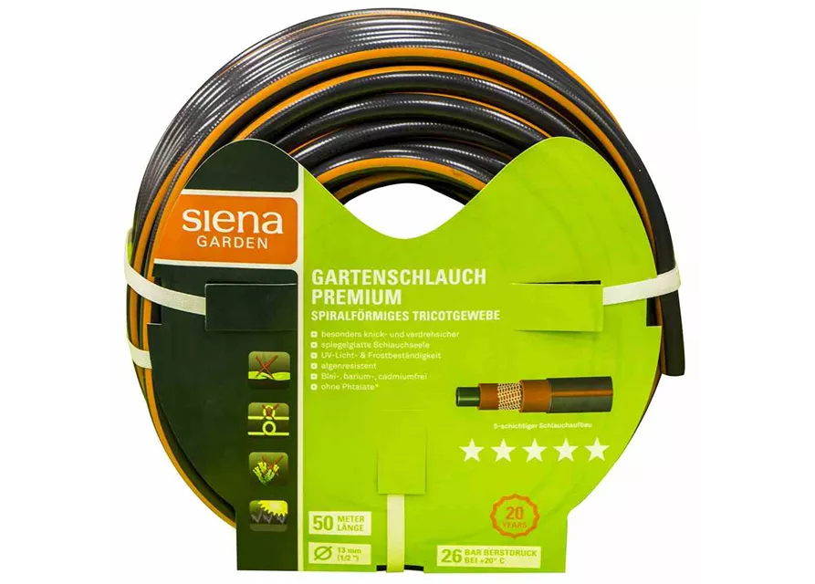 Siena Garden Gartenschlauch Premium, 12,5mm (1/2 Zoll) , 50m-Rolle