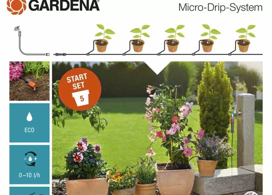 Gardena Bewässerungsset Micro-Drip für 5 Pflanztöpfe Gr. S