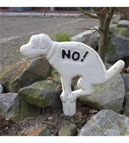 Hunde-Verbotsschild "Kein Hundeklo" Einstecker Hundehaufen a. Gusseisen - weiß