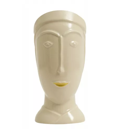 FACIA Deko Kopf auf Porzellan von Nordal mit goldener Lippe 29,5 cm