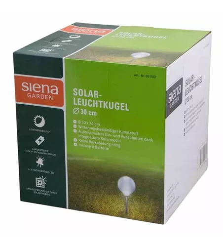 Siena Garden Solarleuchte Kugel Ø 30x66,5 cm, weiß