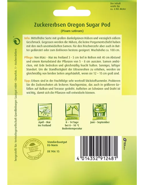 Zuckererbsensamen 'Oregon Sugar Pod'