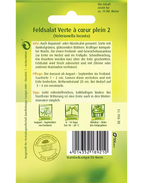 Feldsalatsamen 'Verte a coeur plein'