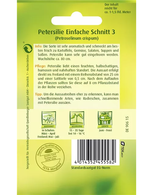 Glattblättrige Petersilie-Samen 'Einfache Schnitt 3'