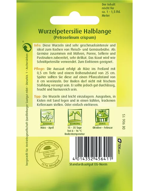 Wurzelpetersiliensamen 'Halblange'