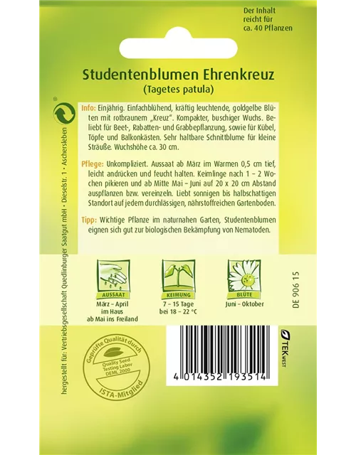 Studentenblumensamen 'Ehrenkreuz'