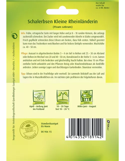 Schalerbsensamen 'Kleine Rheinländerin'