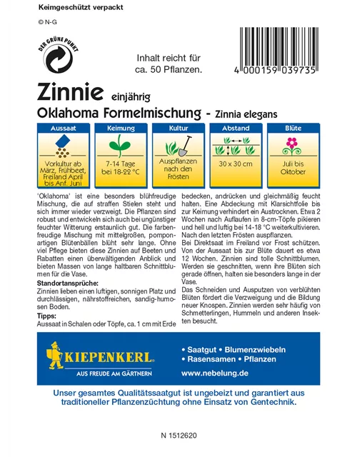 Garten-Zinnie 'Oklahoma-Formelmix'