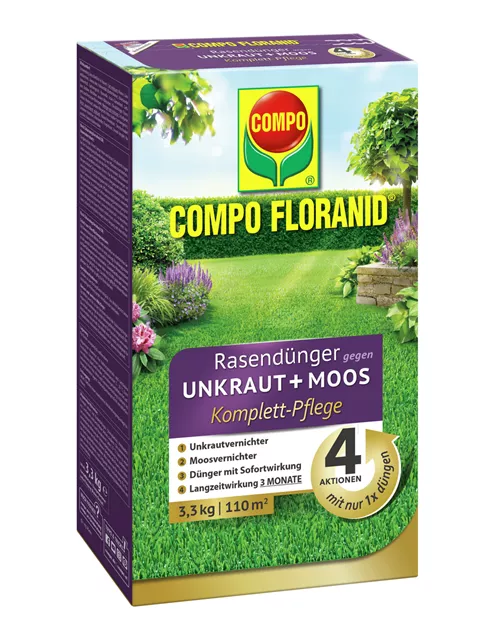 Compo FLORANID Rasendünger gegen Unkraut+Moos Komplettpflege 